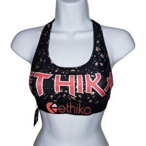 Ethika Sz L Black/Red Logo Graphic Patterned Sports Bra Sz M(1510)
